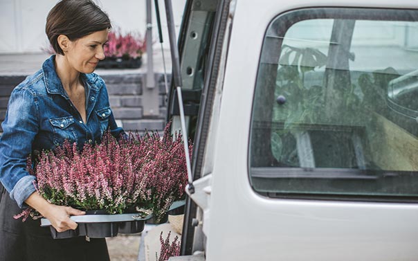 woman loading flowers